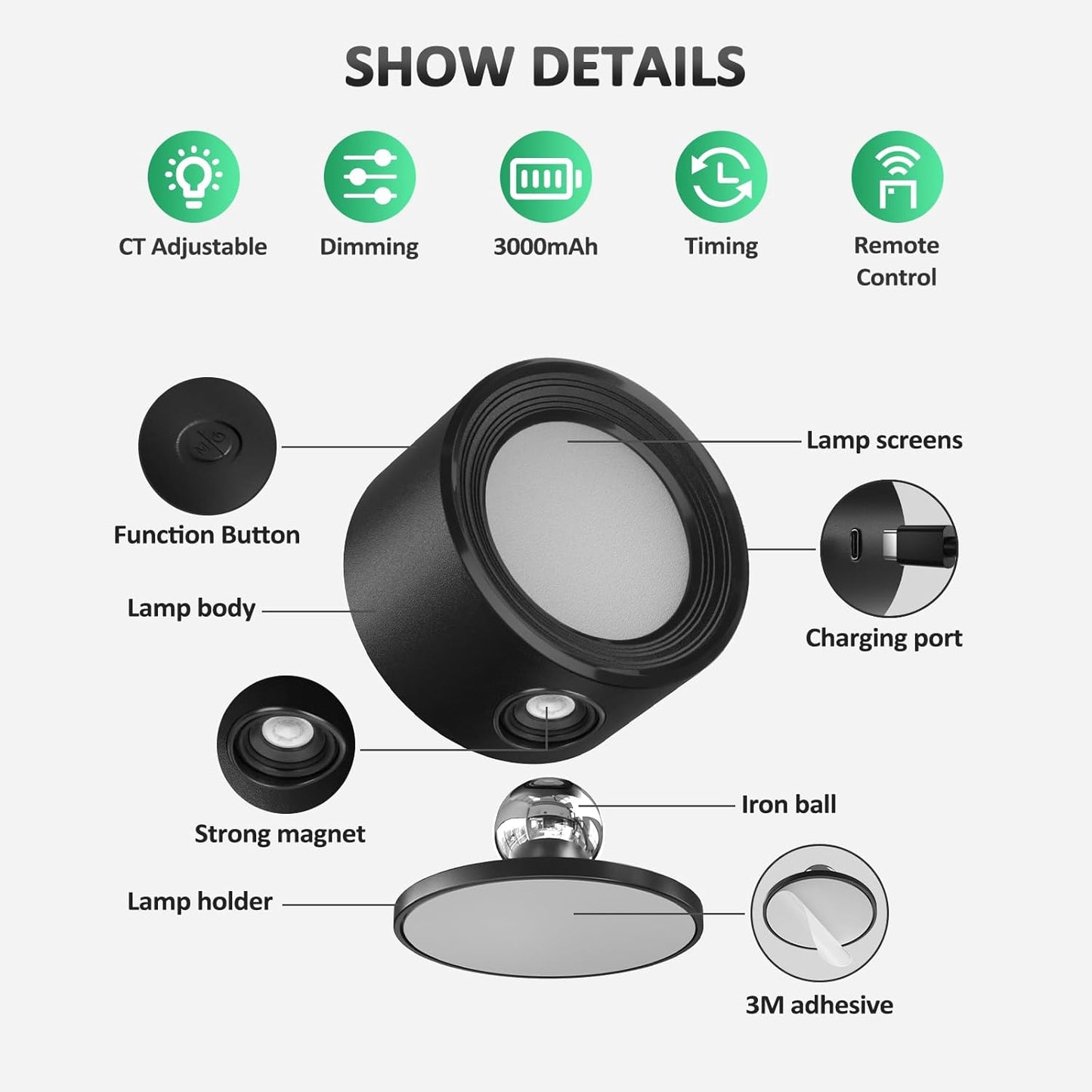 Luces LED de pared recargables